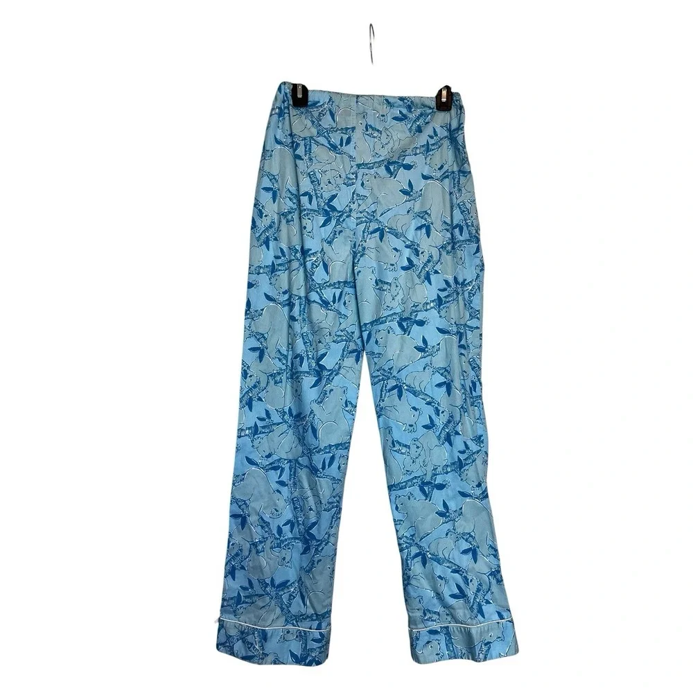 Vintage Lilly Pulitzer Pajama Set Size S Blue Koala Bear Print Long Sleeve